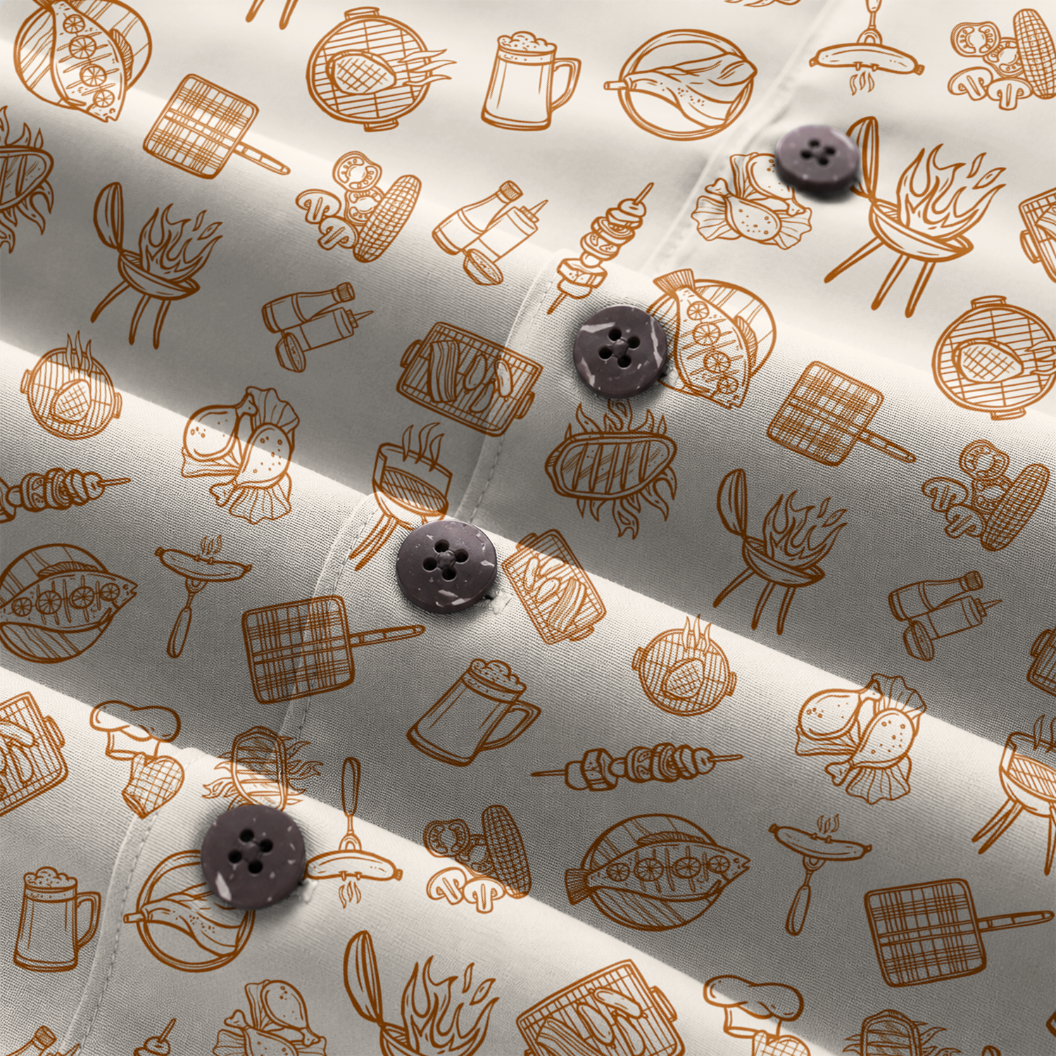 BBQ Shirt for Men - Hawaiian Print Short Sleeve Button-Up