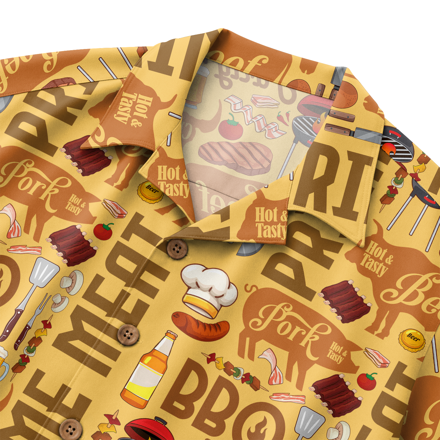 Men's BBQ Hawaiian Shirt - Grilling Print Button-Up