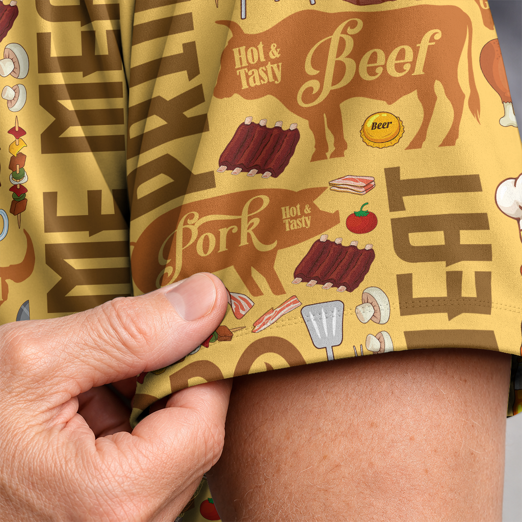 Men's BBQ Hawaiian Shirt - Grilling Print Button-Up