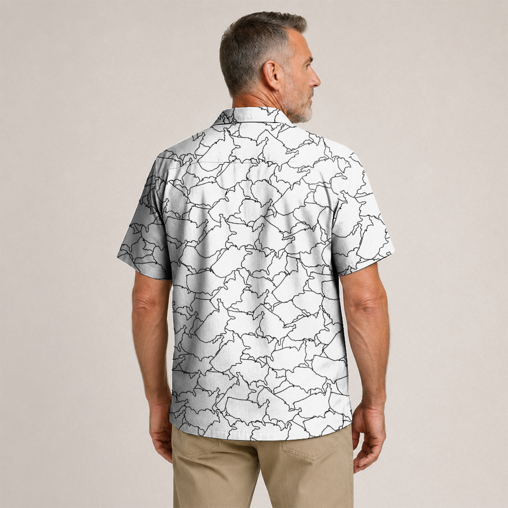 American Pride Map Hawaiian Shirt - White Edition