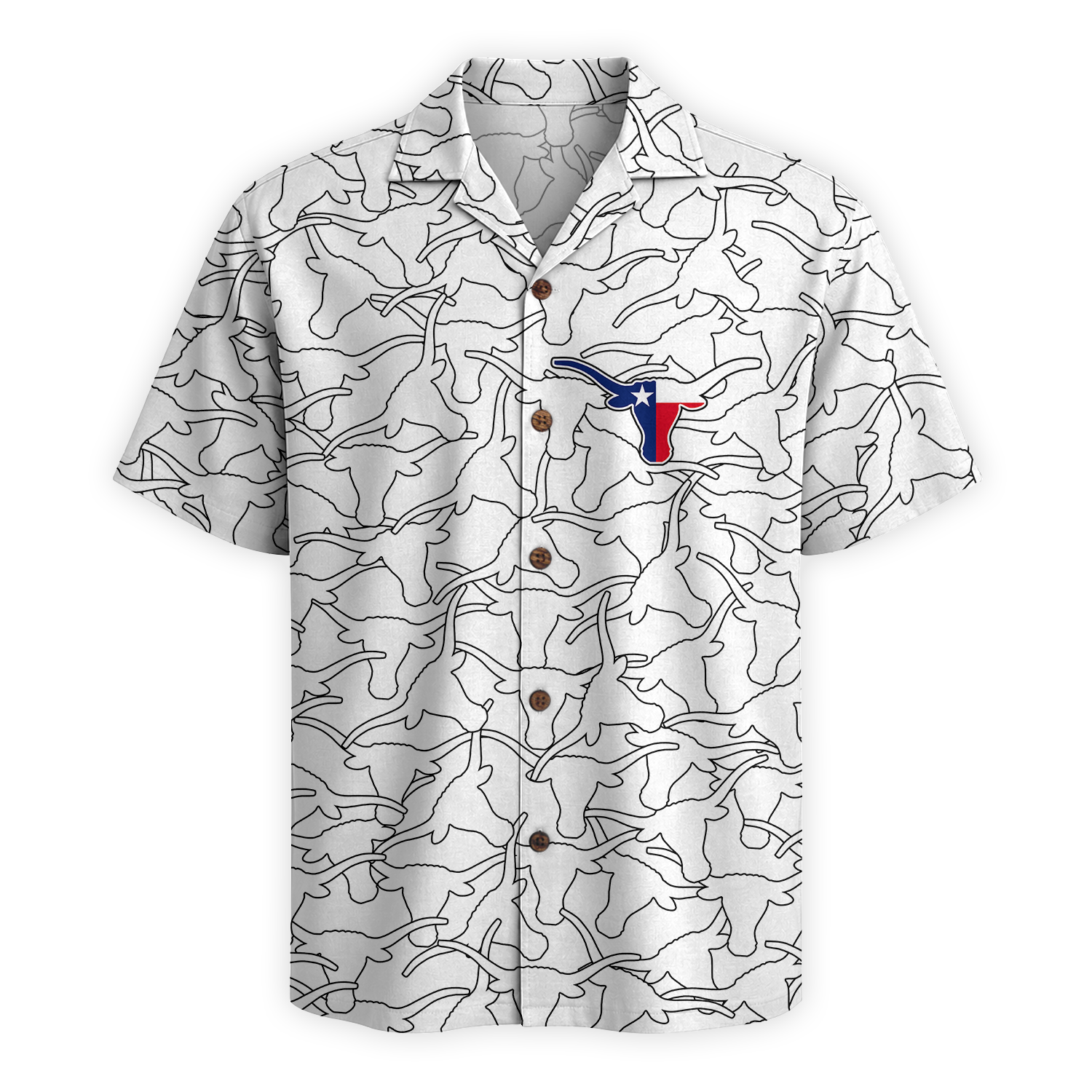 Lone Star Longhorn Hawaiian Shirt - White Edition