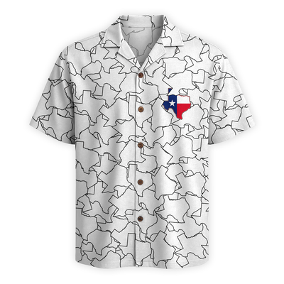 Texas Pride Map Hawaiian Shirt - White Edition