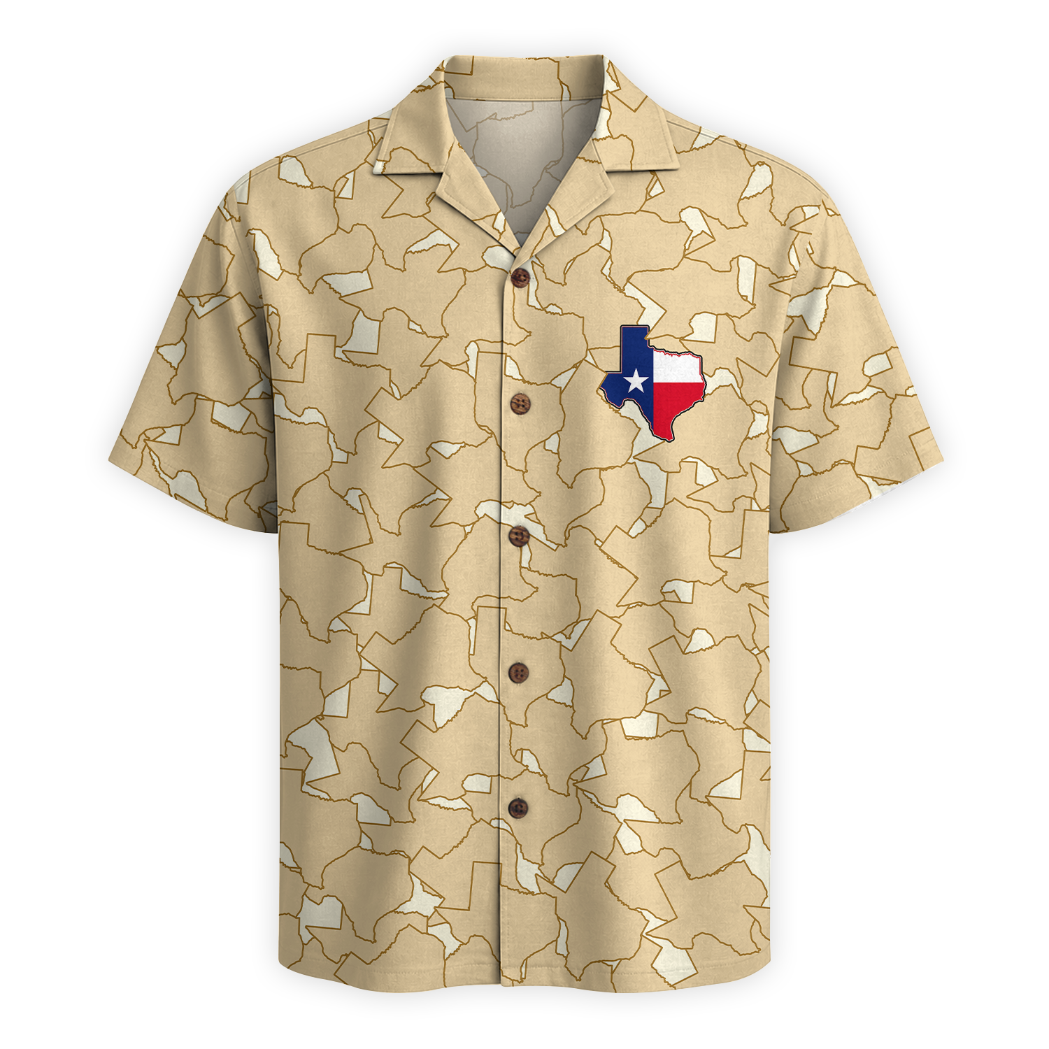 Men's Texas Button-Up Hawaiian Shirt - Desert Sand Map Print