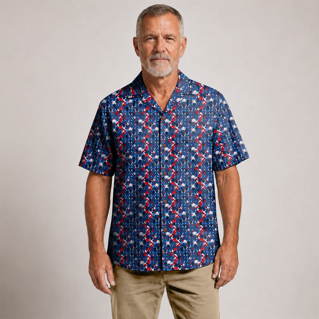 Texas Hawaiian Shirt for Men - Navy Texan Melons Print