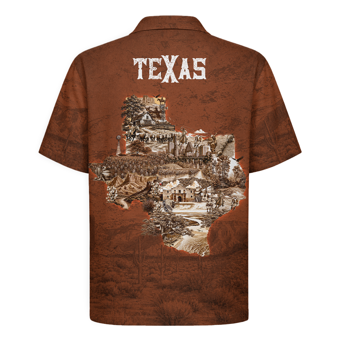 The Vintage Texas Heritage Hawaiian Shirt - Brown Edition