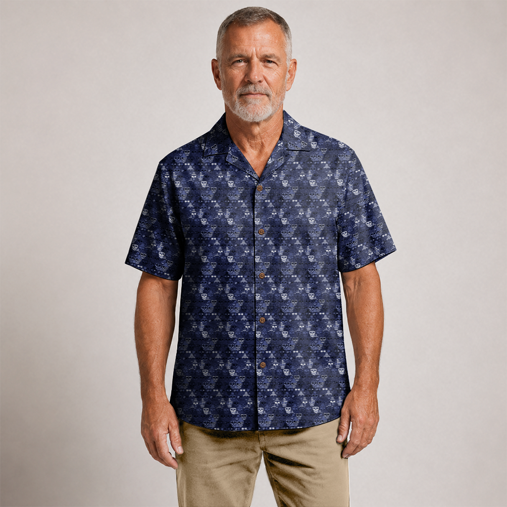 American Pride Freedom Skull Hawaiian Shirt - Navy Edition