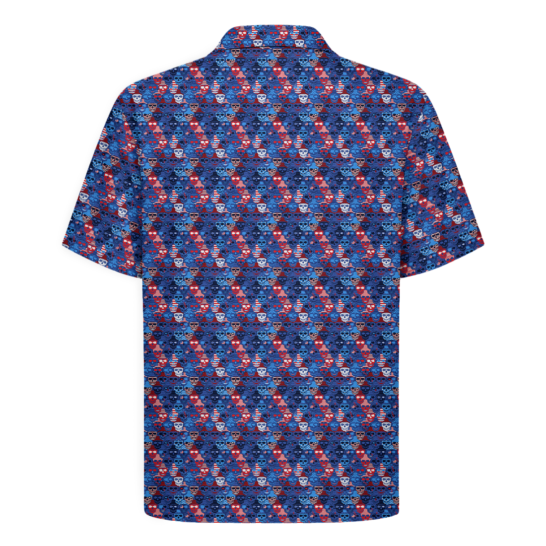 American Pride Freedom Skull Hawaiian Shirt - Blue Edition