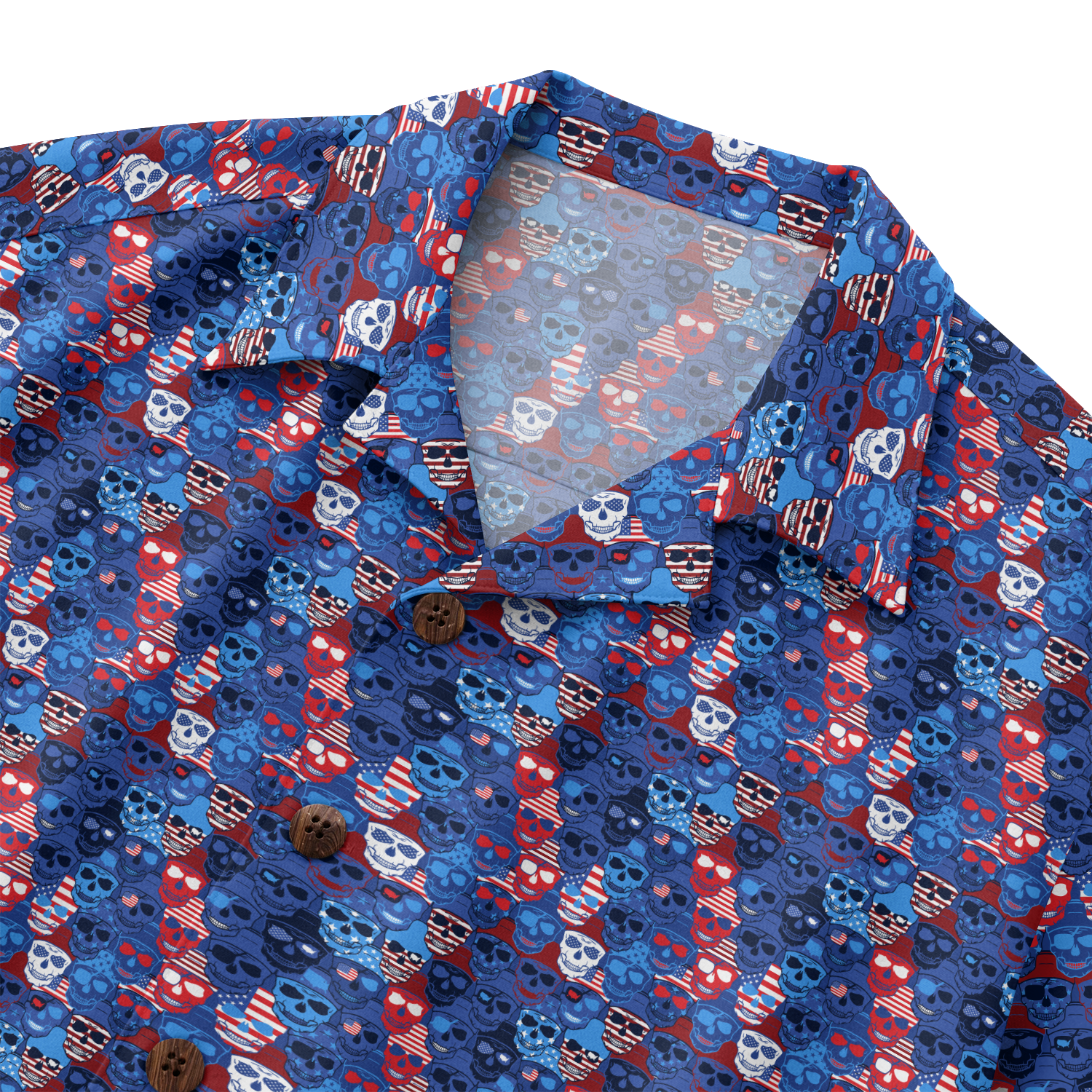 American Pride Freedom Skull Hawaiian Shirt - Blue Edition