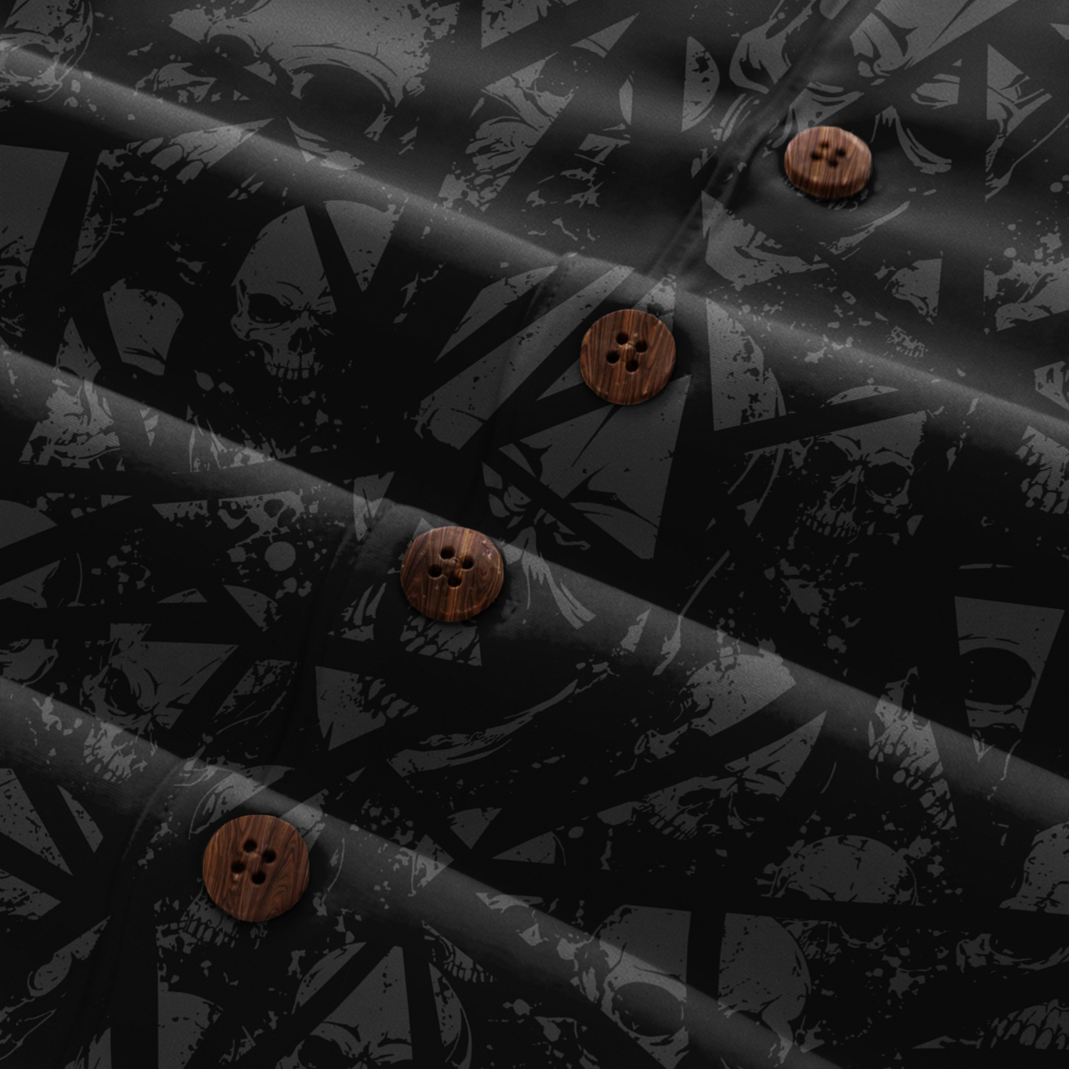 Deep Skull Pattern Hawaiian Shirt - Black Edition