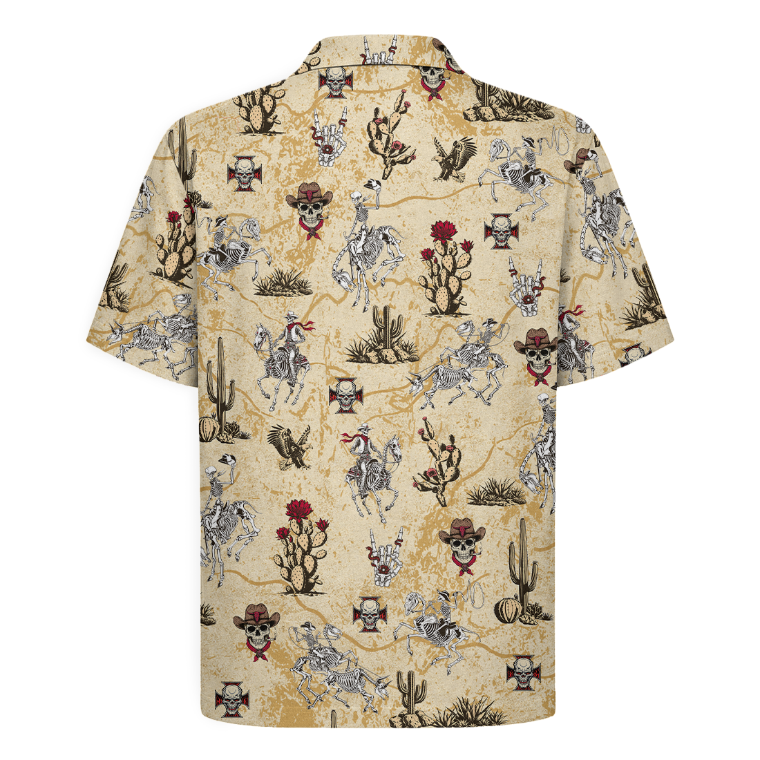 Vintage Desert Outlaw Skeleton Cowboy Hawaiian Shirt - Desert Sand Edition