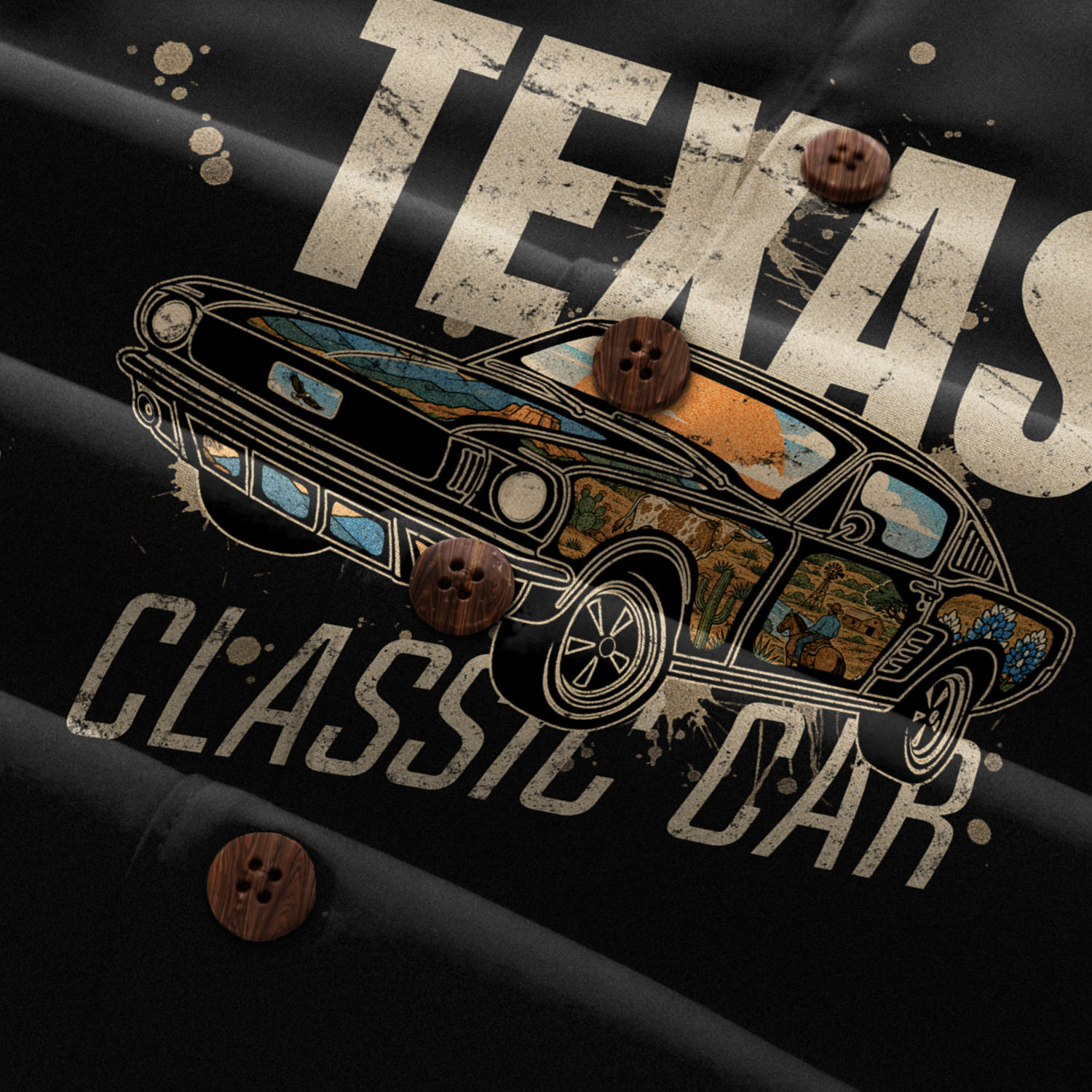 Texas x Classic Car Hawaiian Shirt for Men