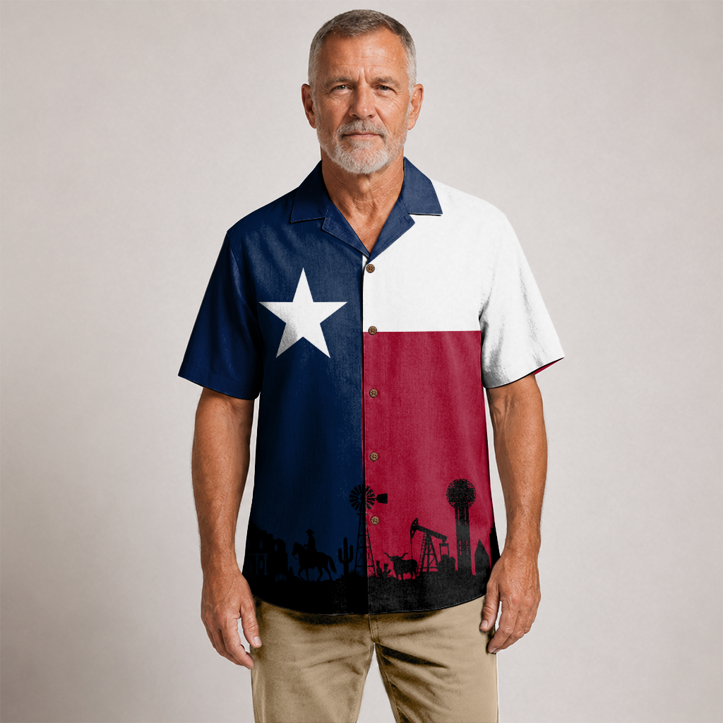 Texas Flag Hawaiian Shirt for Men