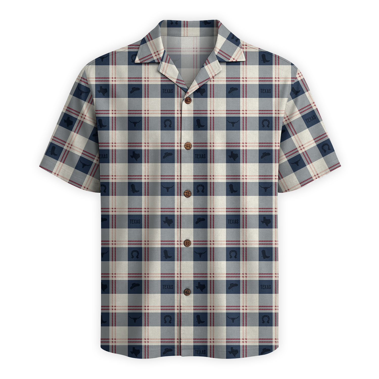 Texas Check Hawaiian Shirt for Men