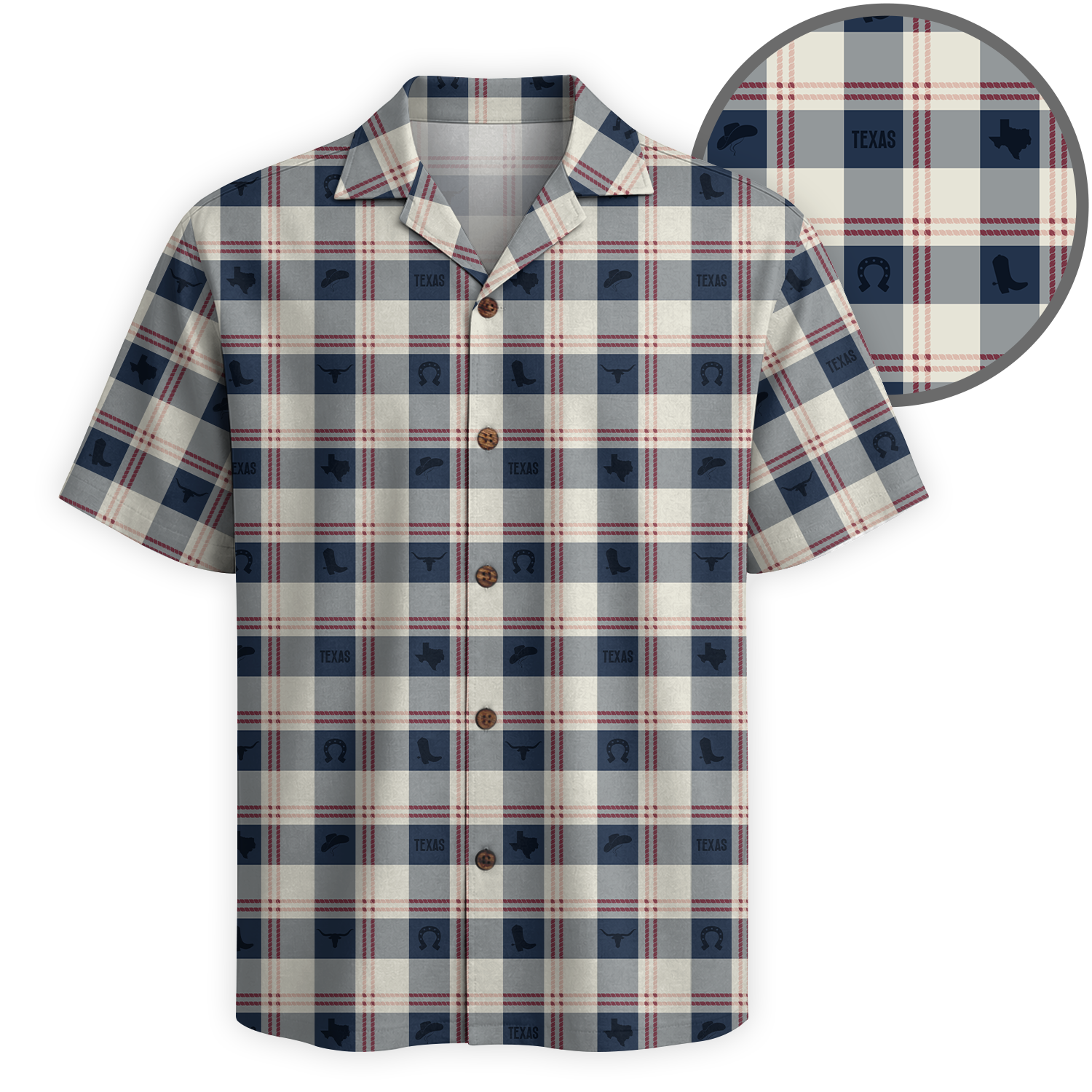 Texas Check Hawaiian Shirt for Men