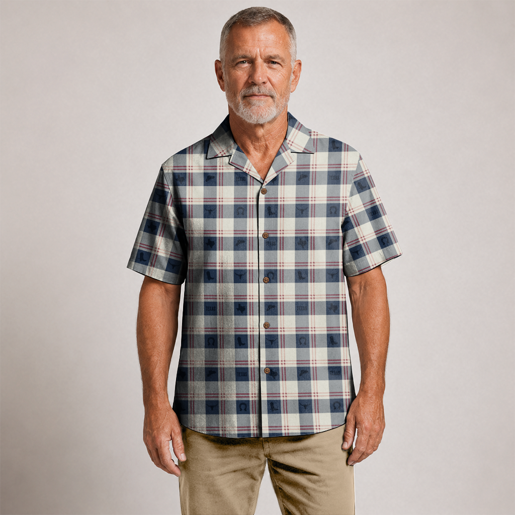 Texas Check Hawaiian Shirt for Men