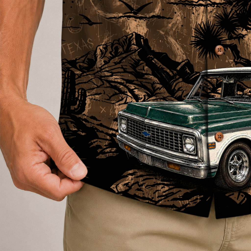 Texas x Classic Car Hawaiian Shirt for Men