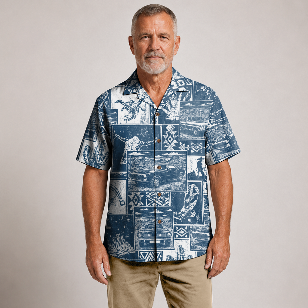 Texas x Classic Car Hawaiian Shirt for Men