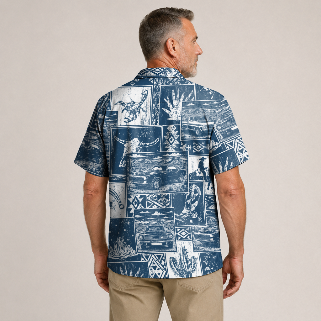 Texas x Classic Car Hawaiian Shirt for Men