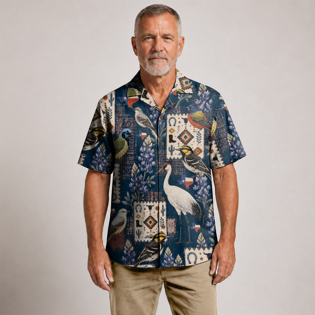 Texas x Bird Watching Hawaiian Shirt for Men