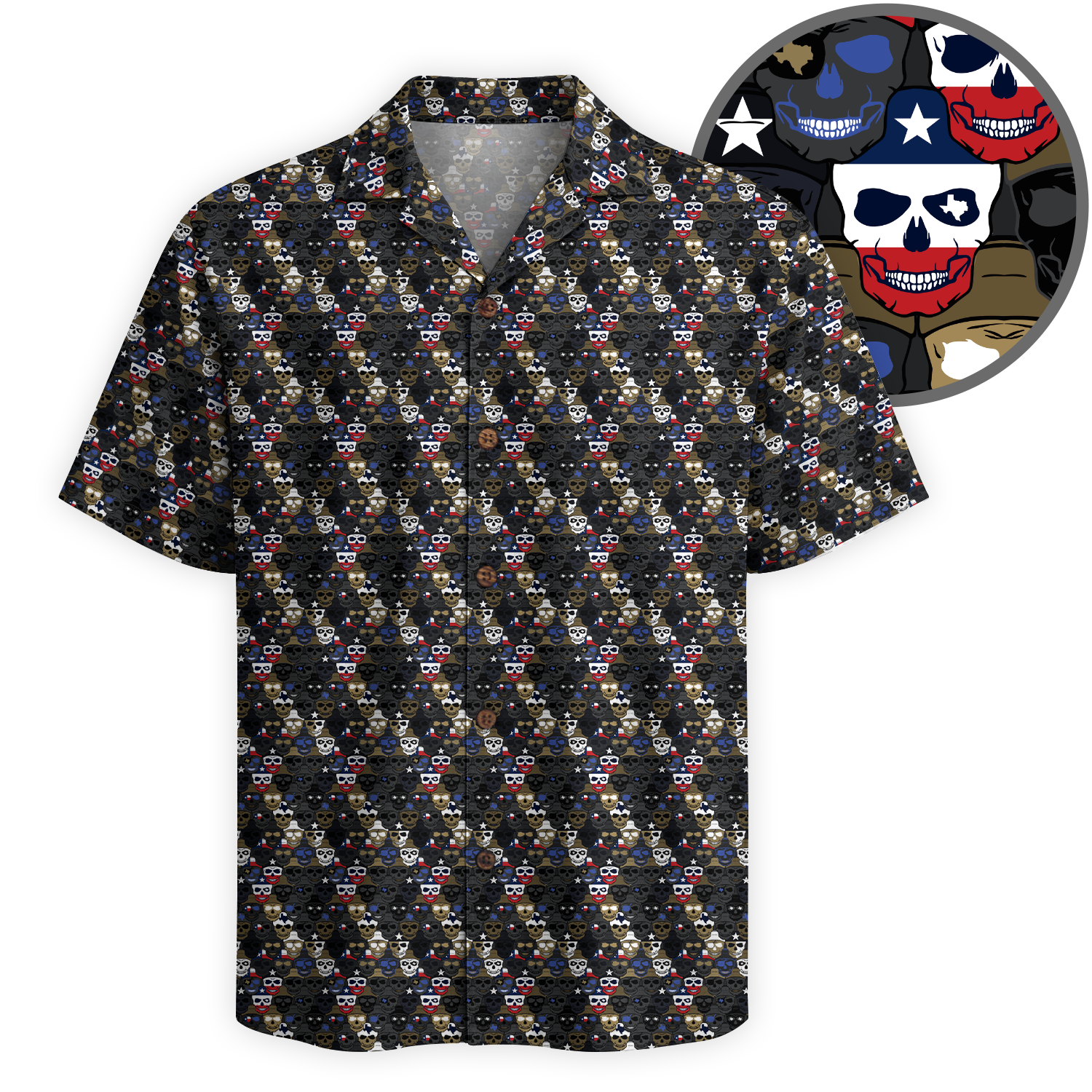 Texas x Skull Hawaiian Shirt for Men