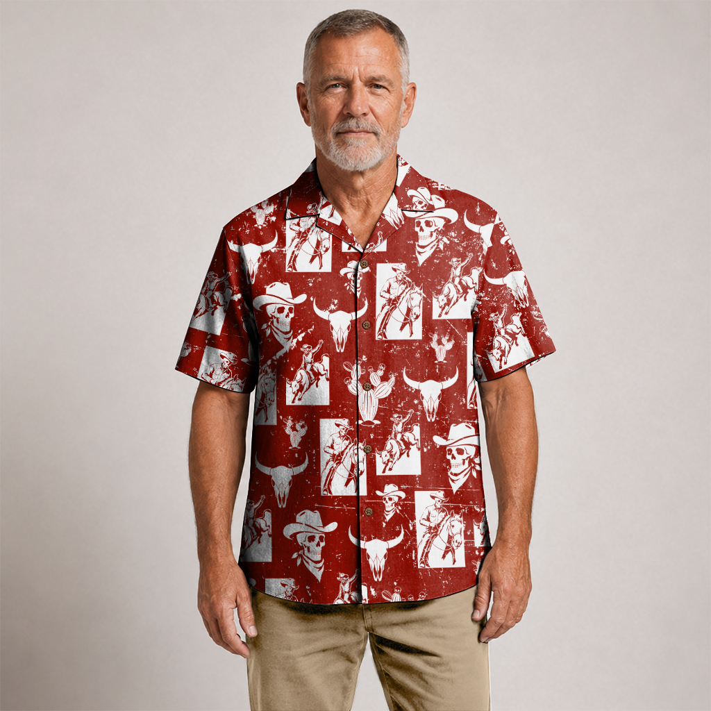 Texas x Skull Hawaiian Shirt for Men