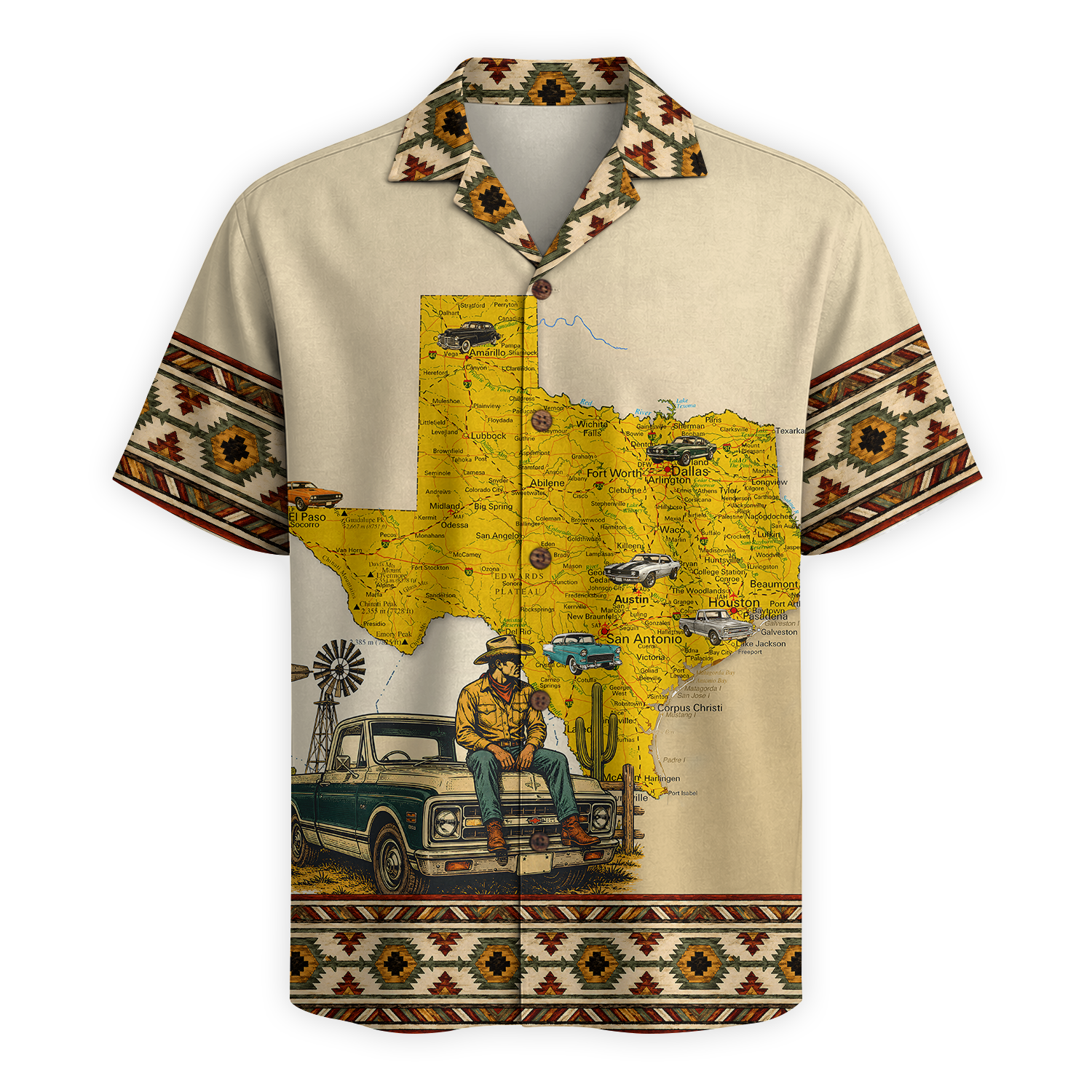 Texas x Classic Car Hawaiian Shirt for Men