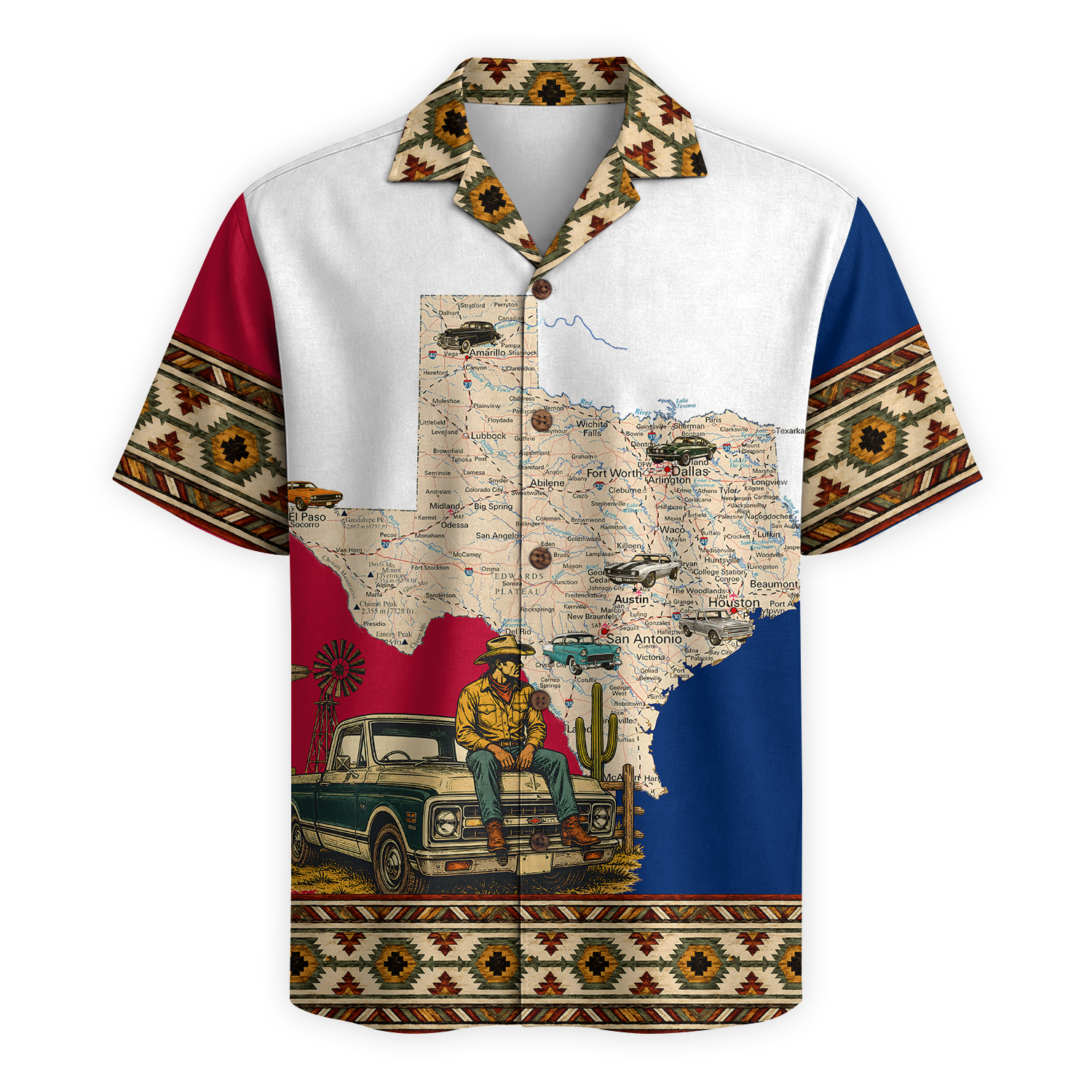 Texas x Classic Car Hawaiian Shirt for Men