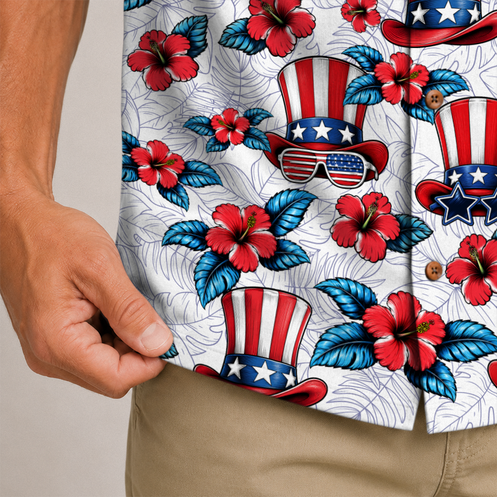 American Heritage Uncle Sam Hat Hawaiian Shirt for Men