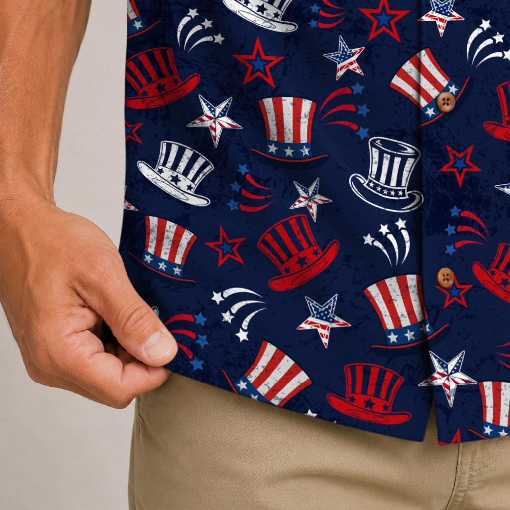 American Heritage Uncle Sam Hat Hawaiian Shirt for Men