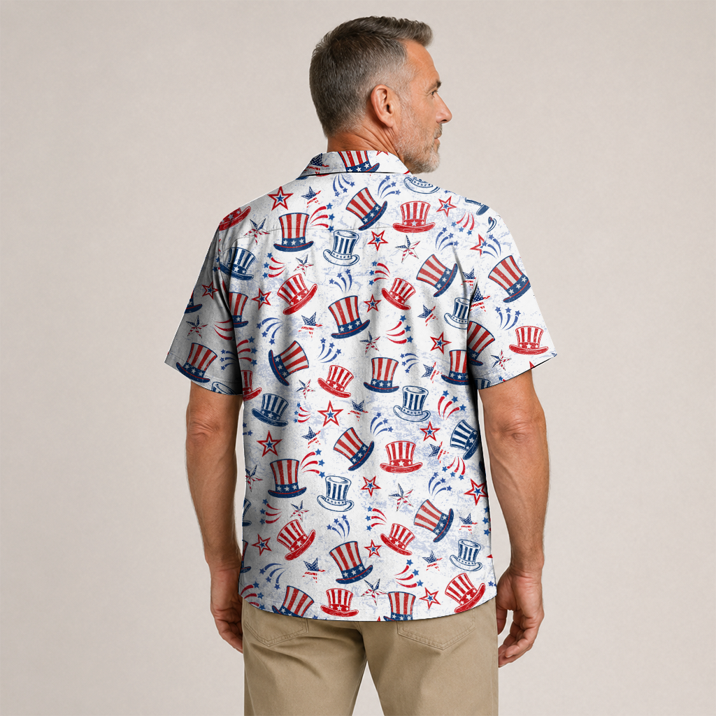 American Heritage Uncle Sam Hat Hawaiian Shirt for Men
