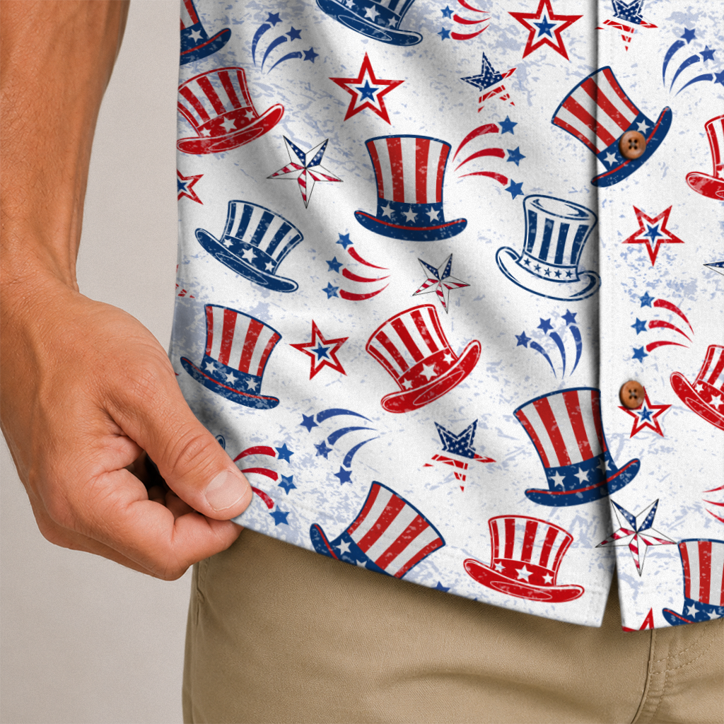 American Heritage Uncle Sam Hat Hawaiian Shirt for Men