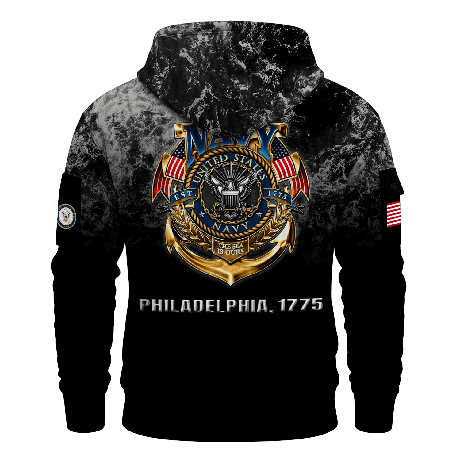 US NAVY 250th Years Of Service All-over Quater Zip Hoodie