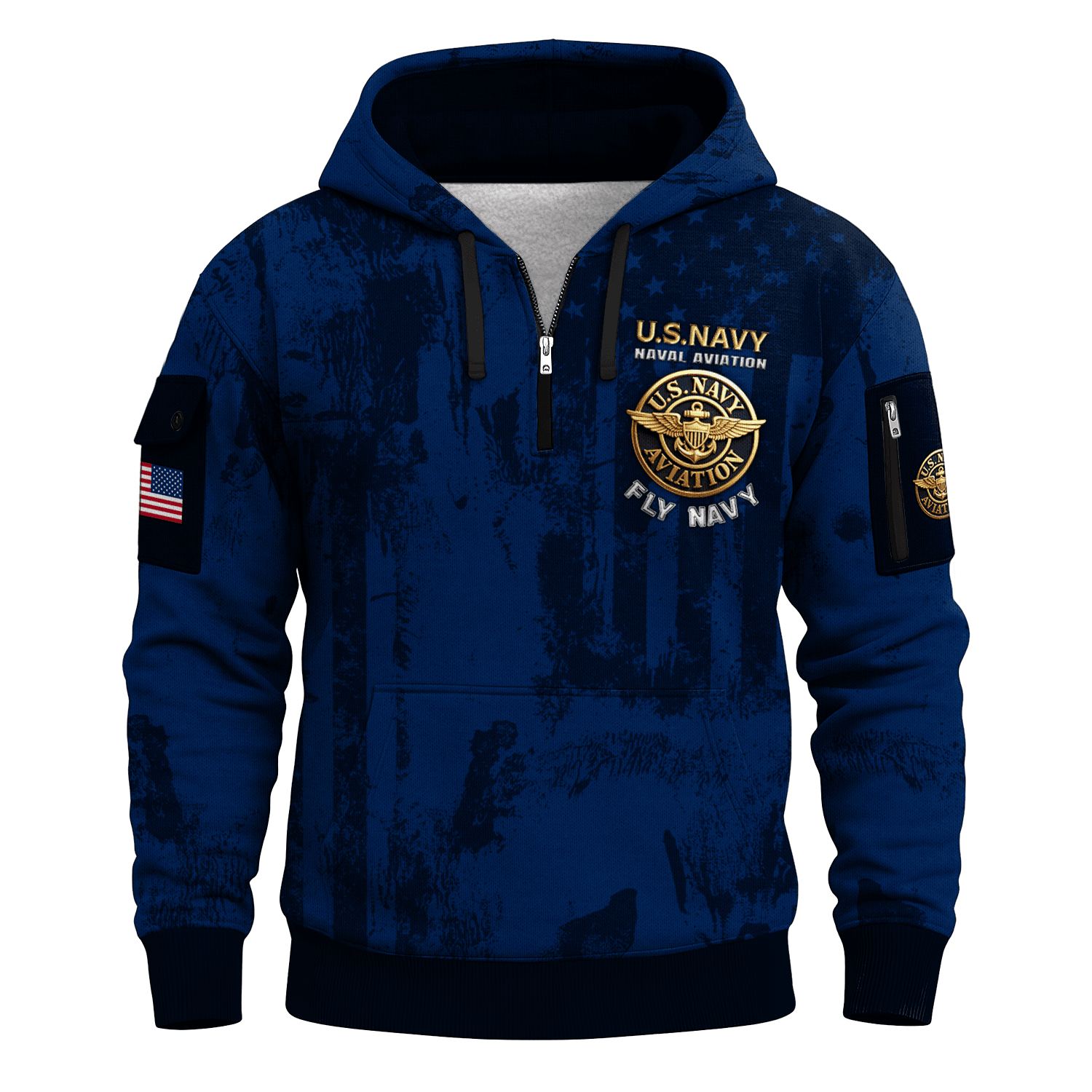 US Navy Naval Aviation 250th Years All-over Quater Zip Hoodie of Service