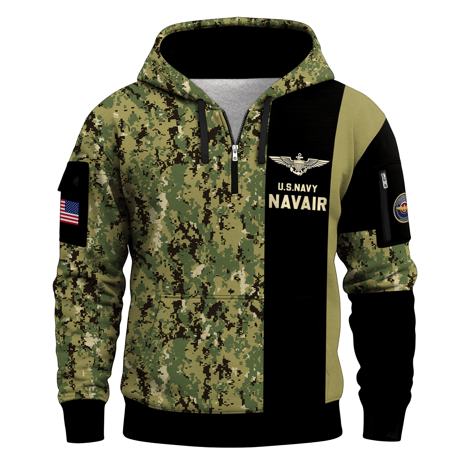 US Navy Navair 250th Years All-over Quater Zip Hoodie of Service