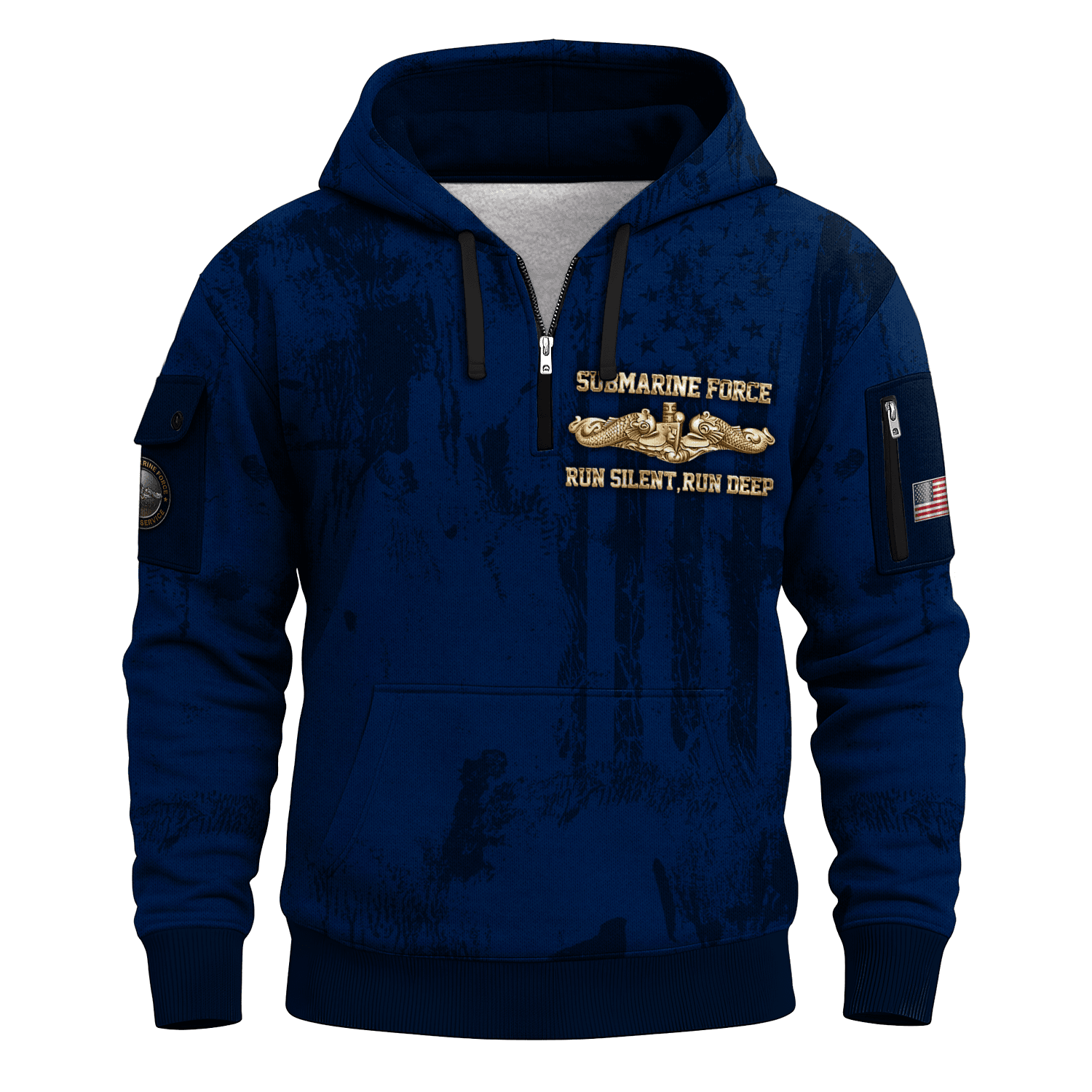 US Navy Submarine All-over Quarter Zip Hoodie