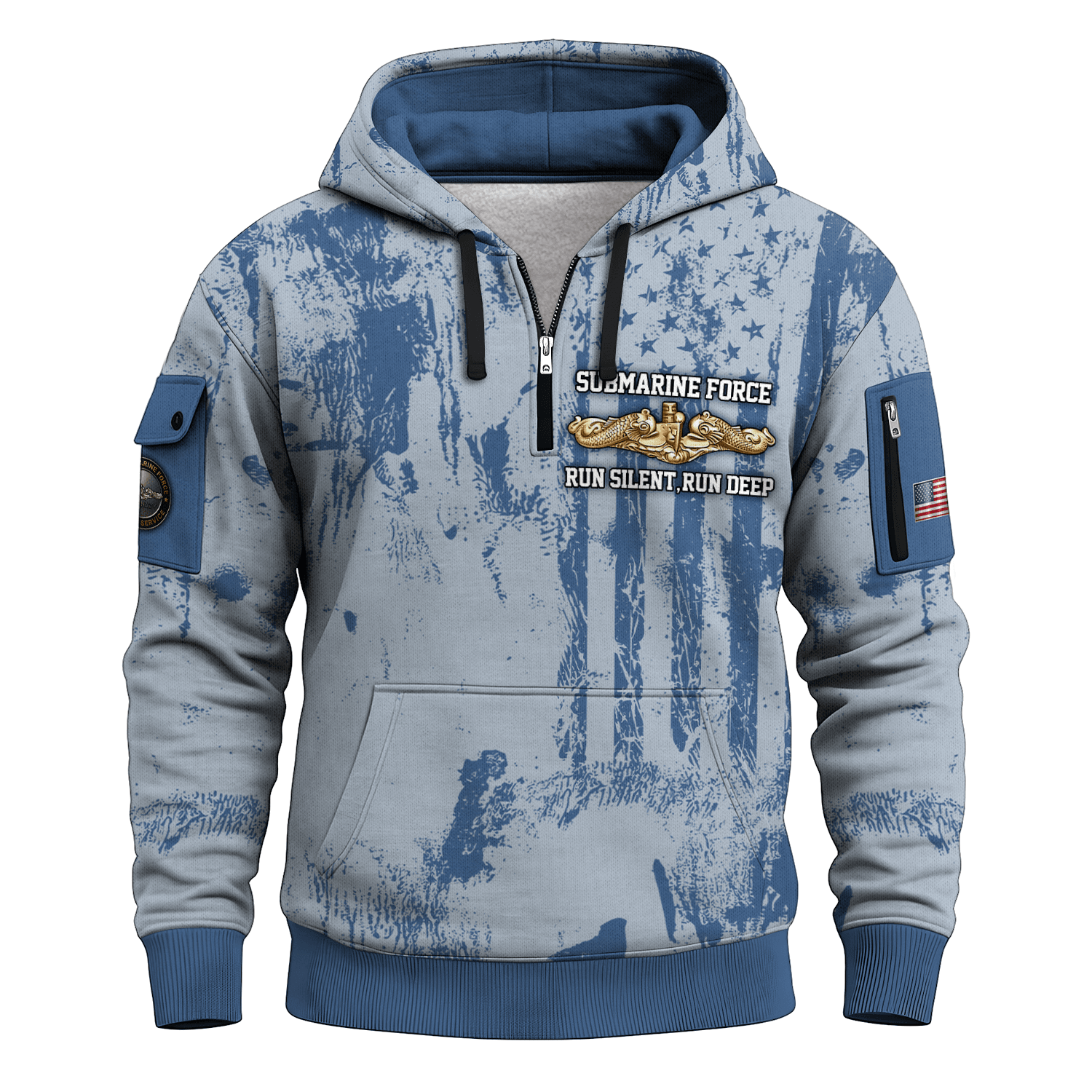 US Navy Submarine All-over Quarter Zip Hoodie