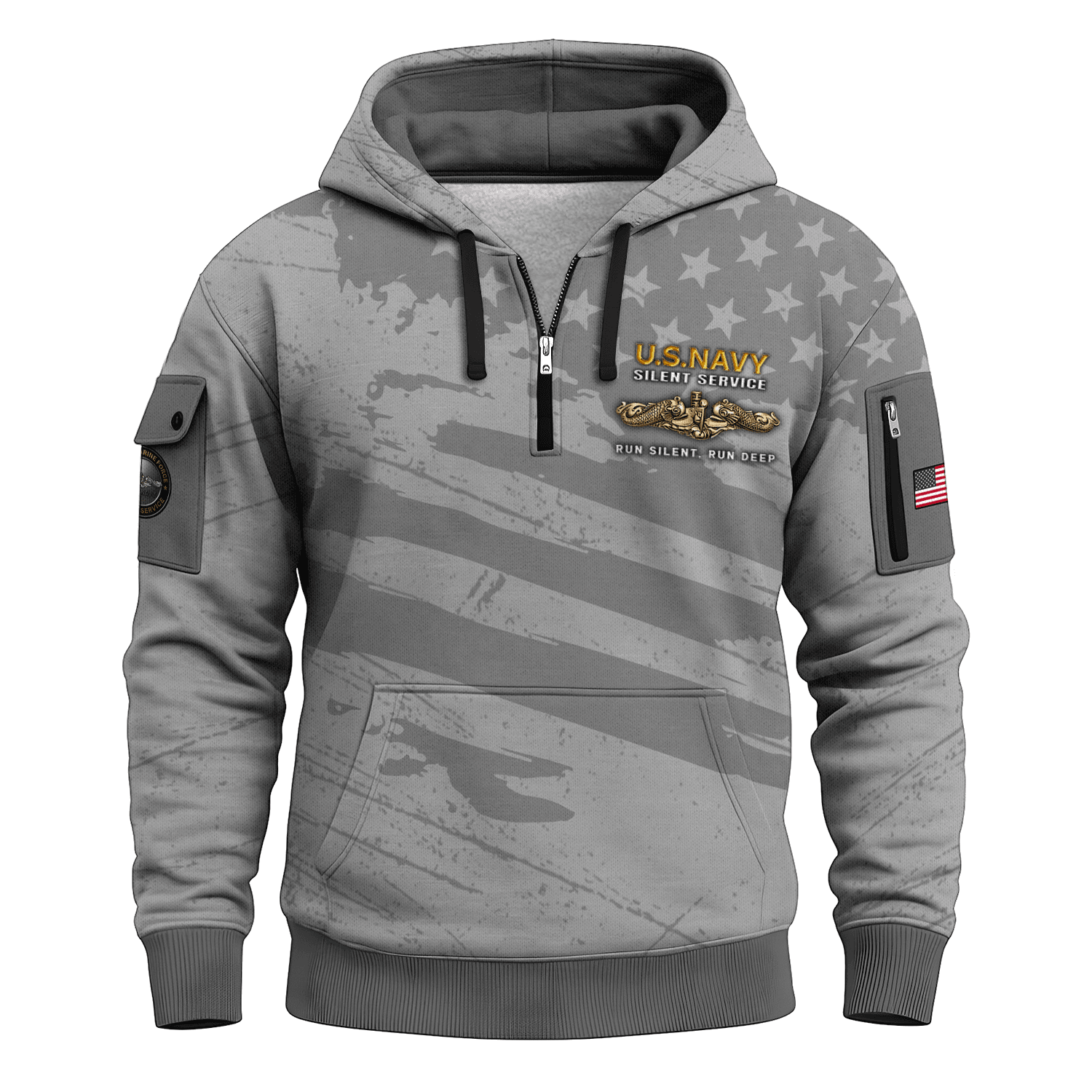 US Navy Submarine All-over Quarter Zip Hoodie