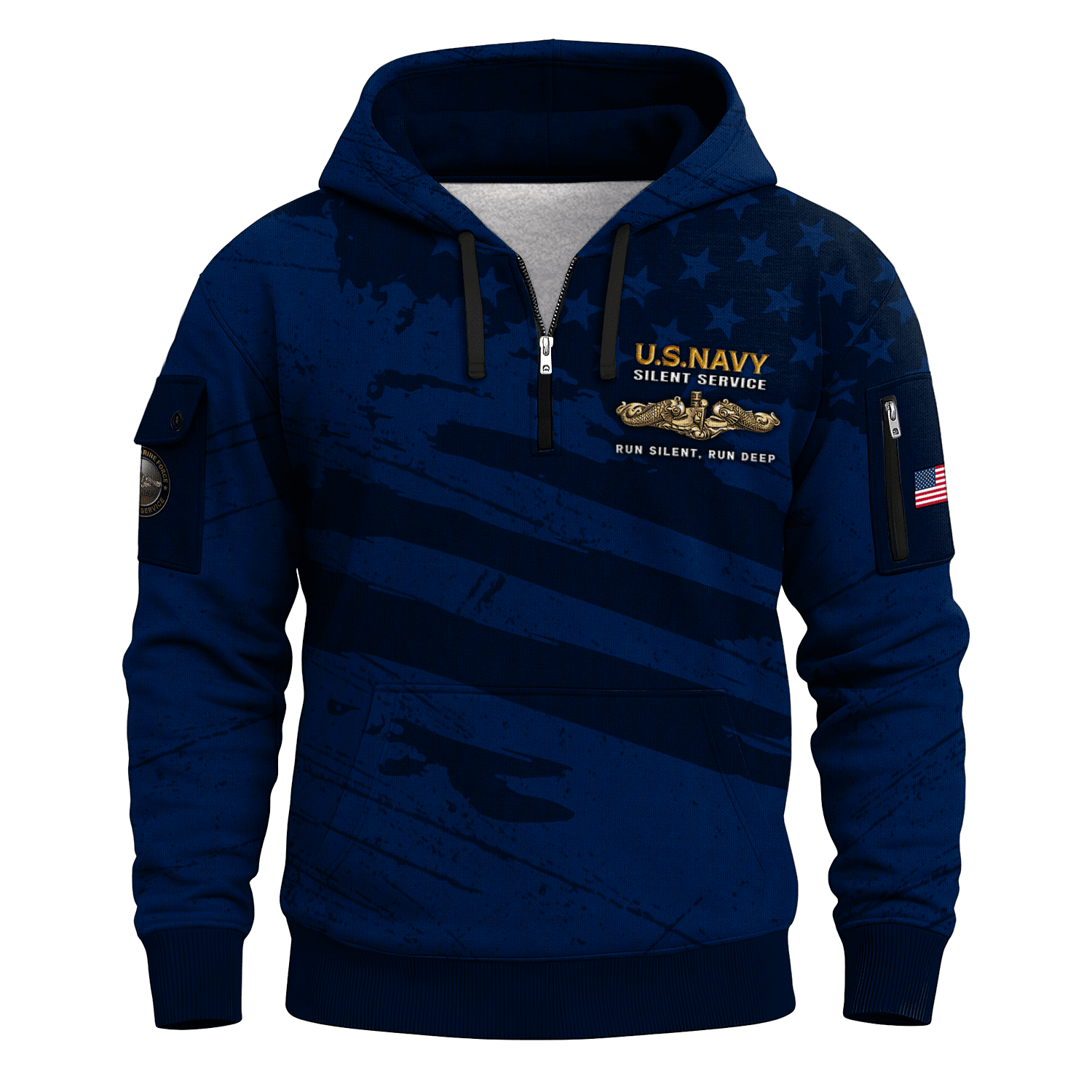 US Navy Submarine All-over Quarter Zip Hoodie