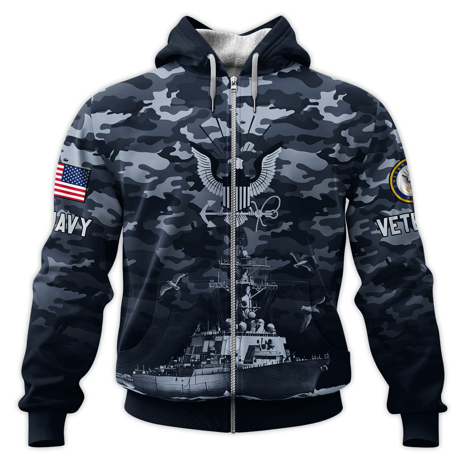 US NAVY 250th Years Of Service All-over Hoodie