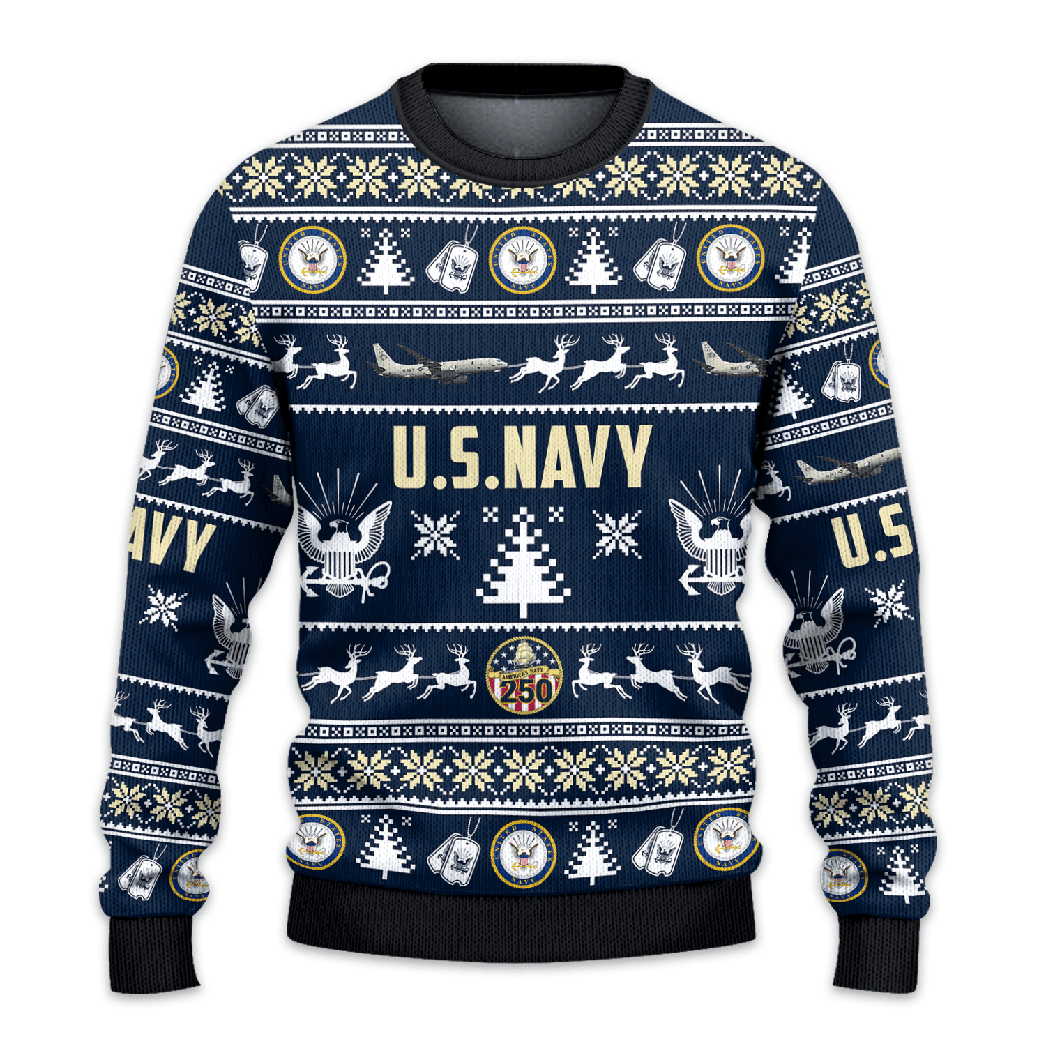 US NAVY 250th Years Of Service All-over Sweater