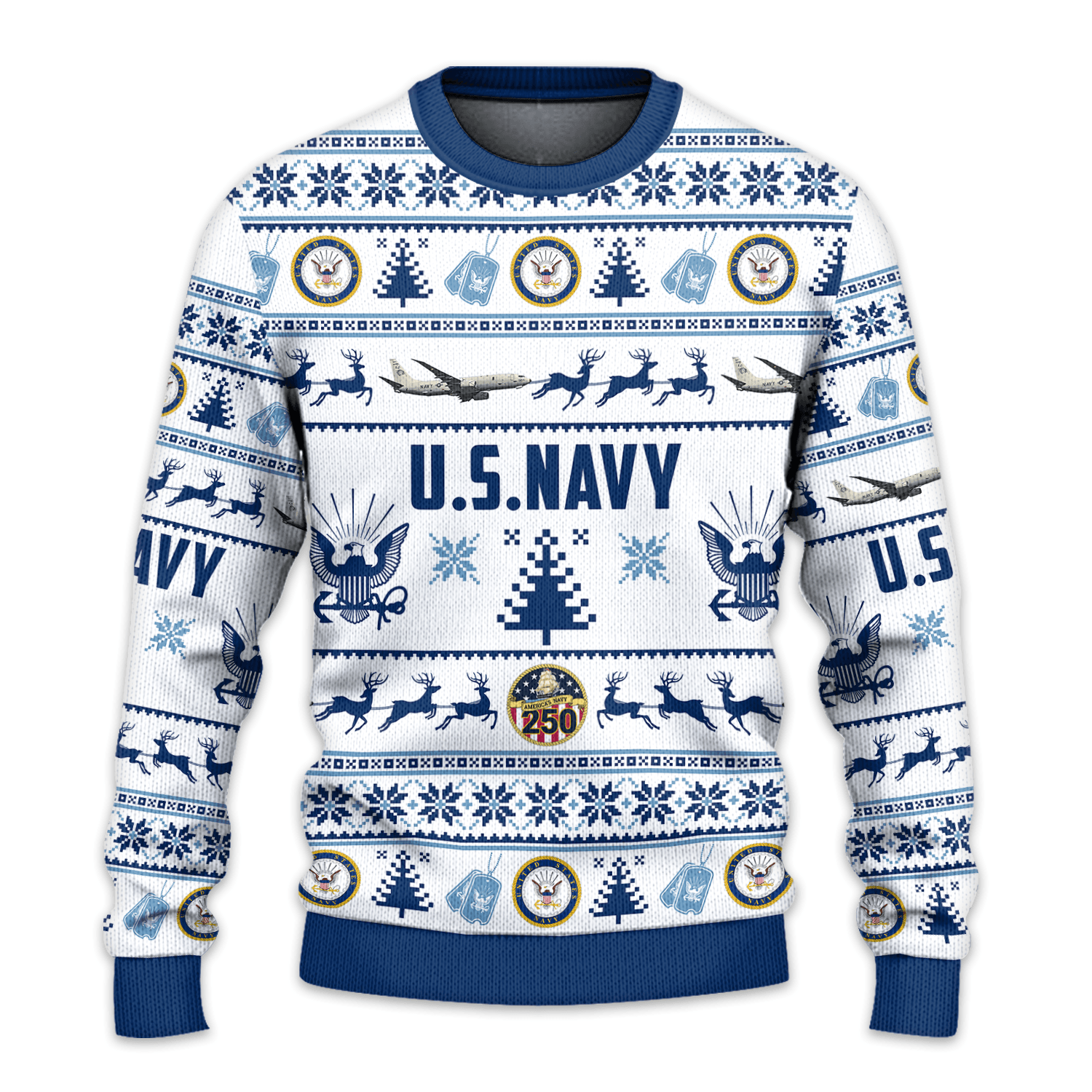 US NAVY 250th Years Of Service All-over Sweater