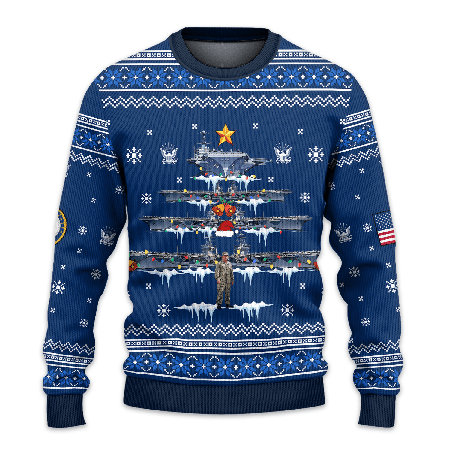 US NAVY 250th Years Of Service All-over Sweater