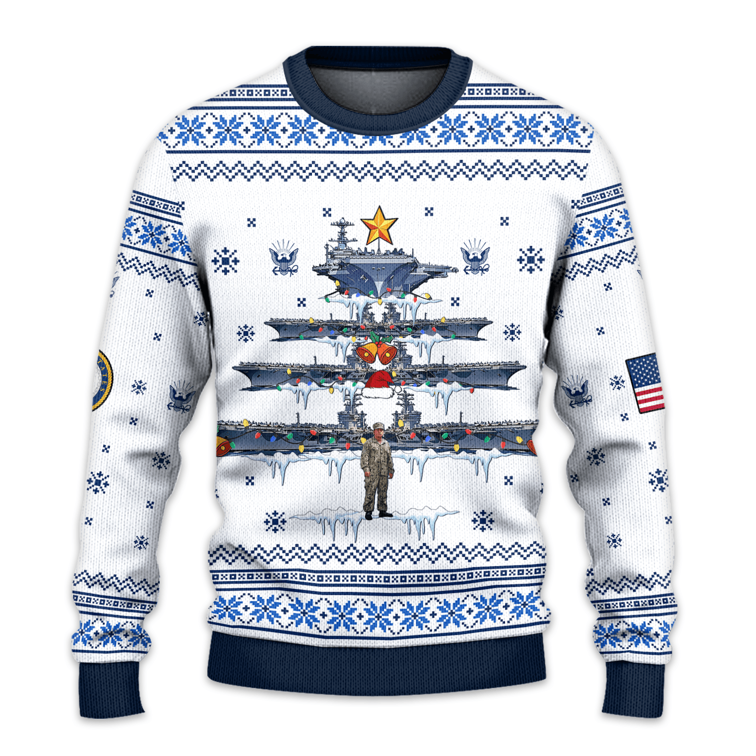 US NAVY 250th Years Of Service All-over Sweater