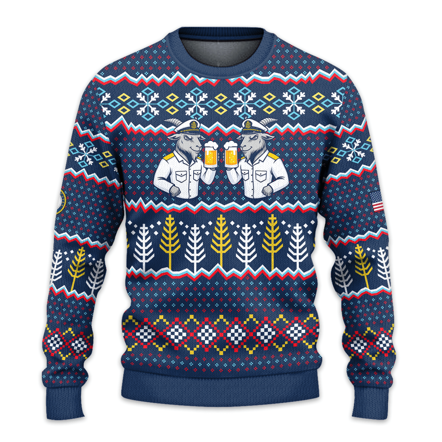US NAVY Bill The Goat Beer Party Ugly Christmas All-over-print Sweater