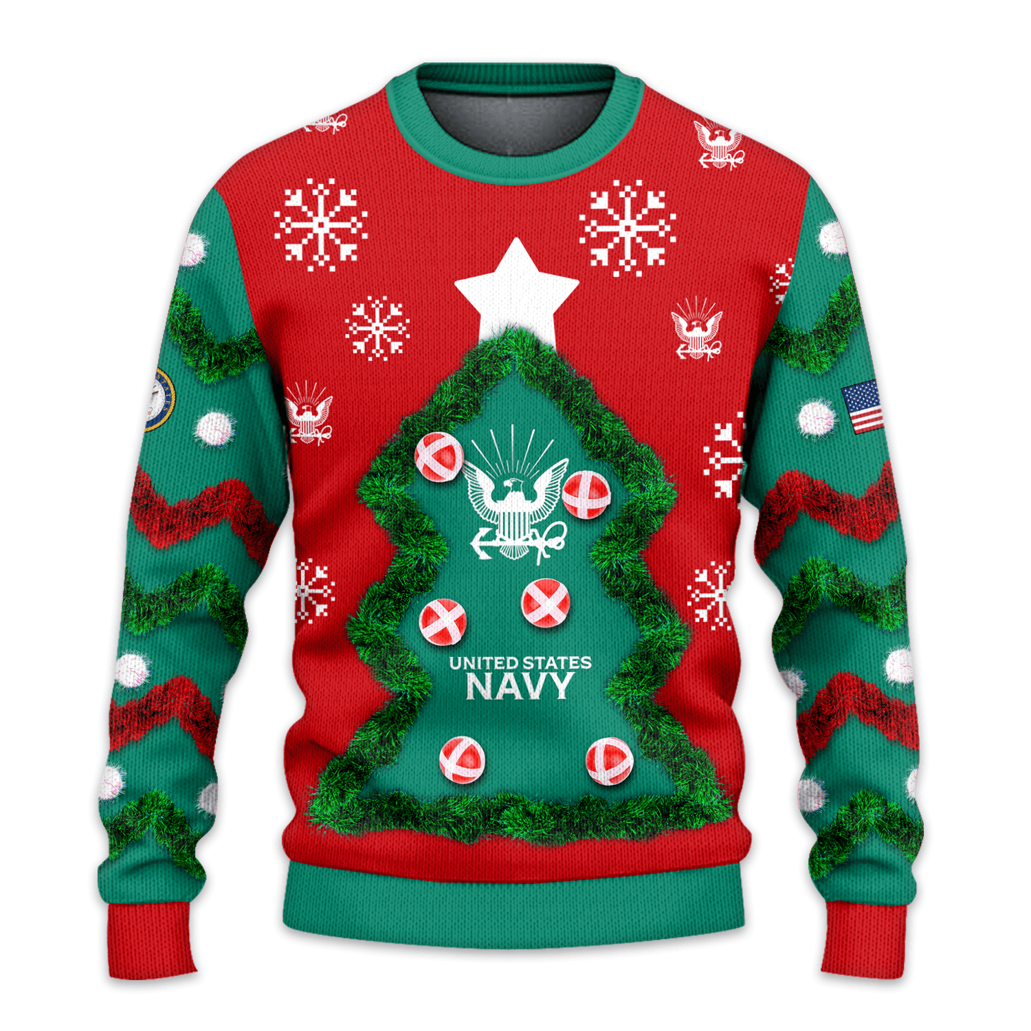 US NAVY Deck The Halls Game Ugly Christmas All-over-print Sweater