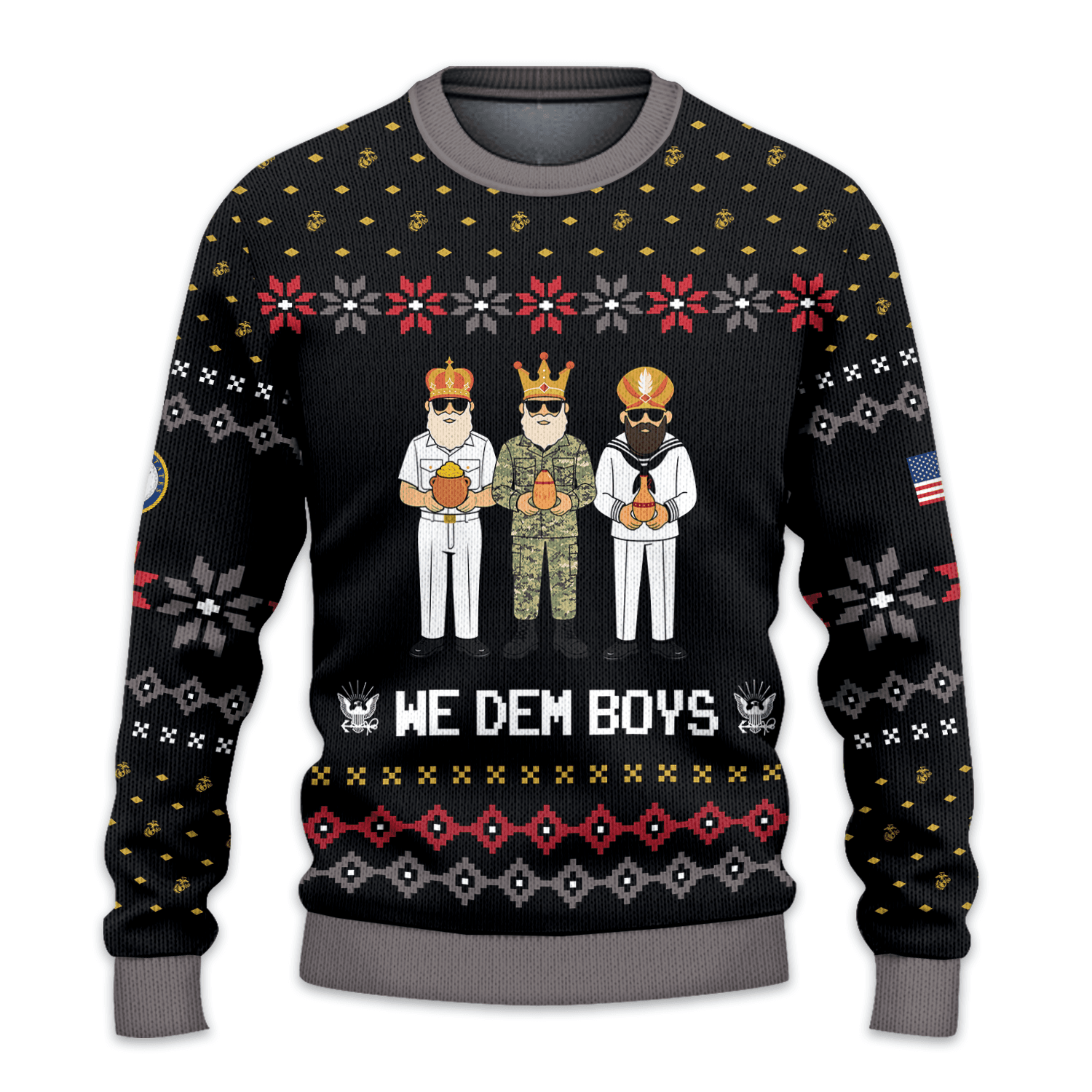 US NAVY We Dem Boys Ugly Christmas All-over-print Sweater
