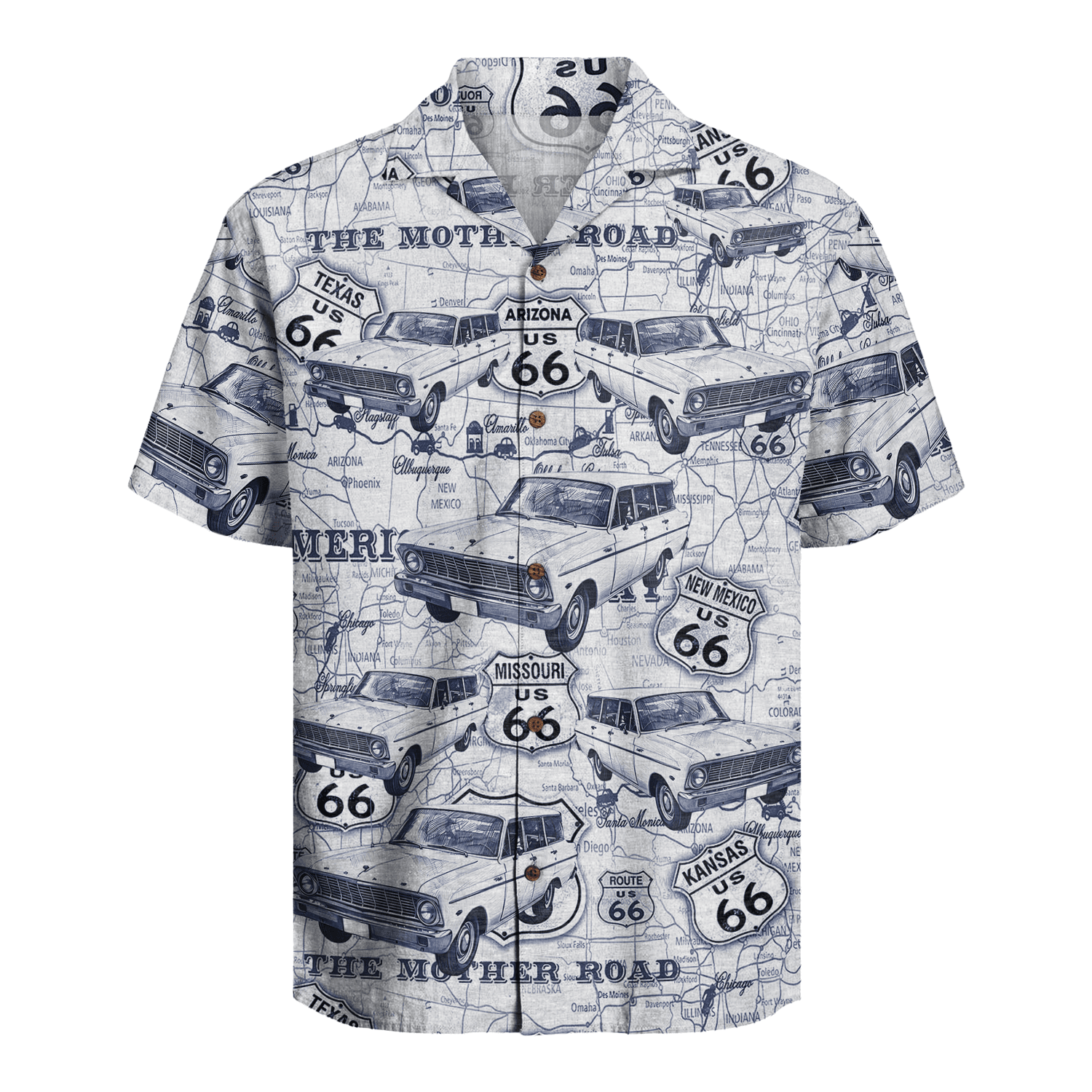 Personalized Hawaiian Shirt – Car Blue Toile De Jouy