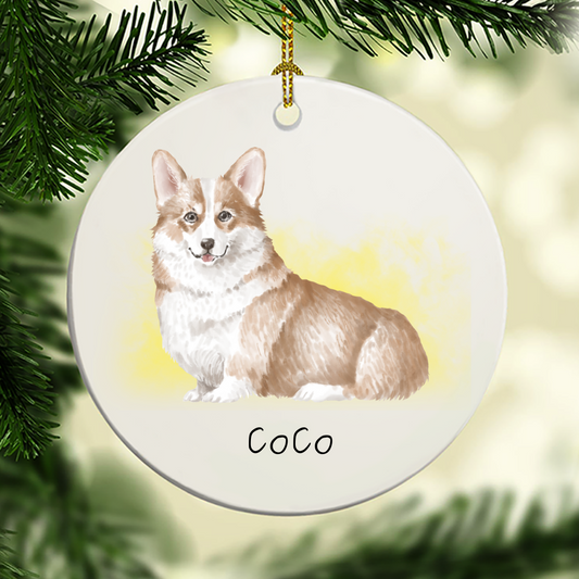 Personalized Pet Ornament, Custom Dog Ornament, Photo Christmas Ornament, Water Color Portrait