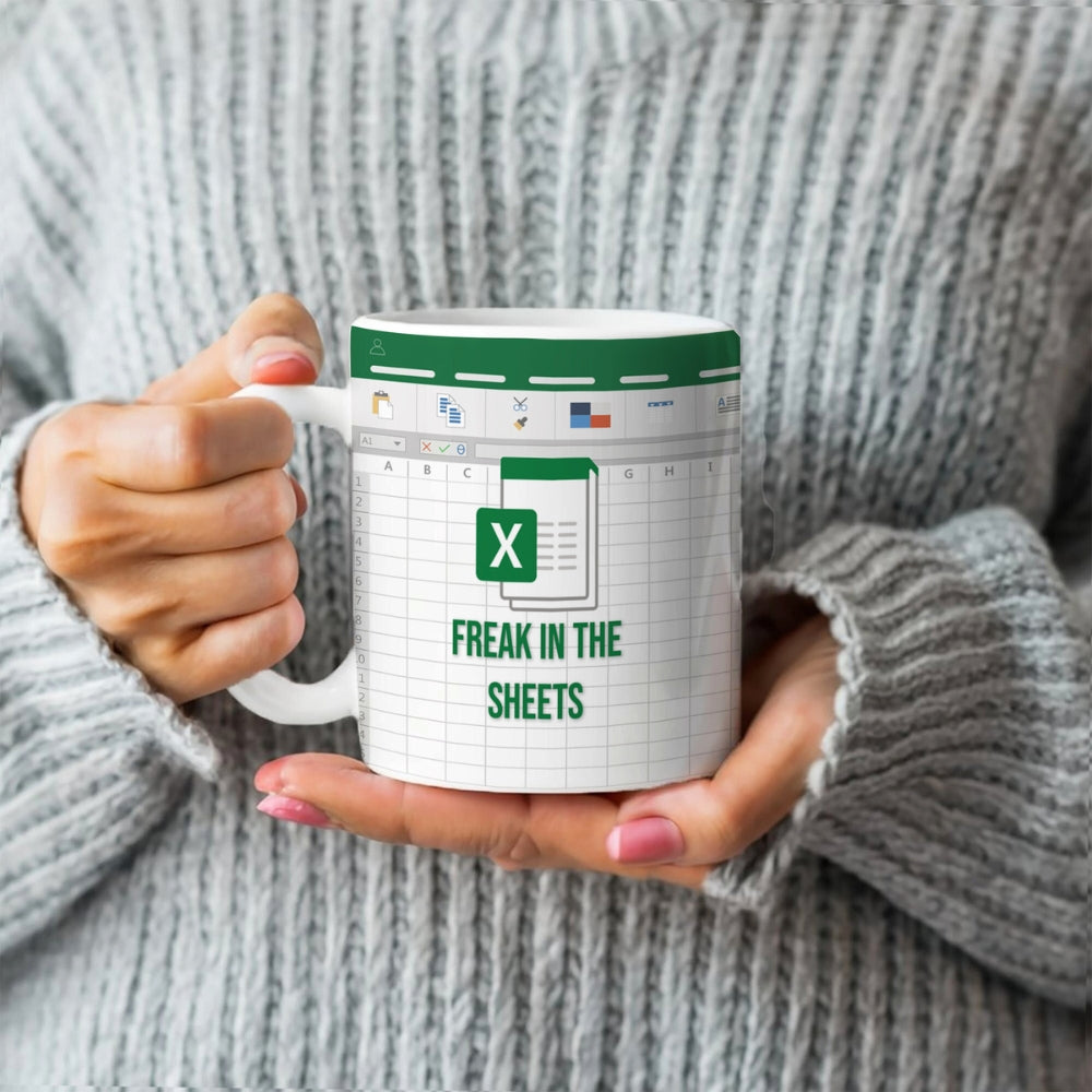 Freak In The Sheets Excel Coffee Mug, Accounting Office Boss Coworker Gift Idea, Great Gift for Accountant, CFO