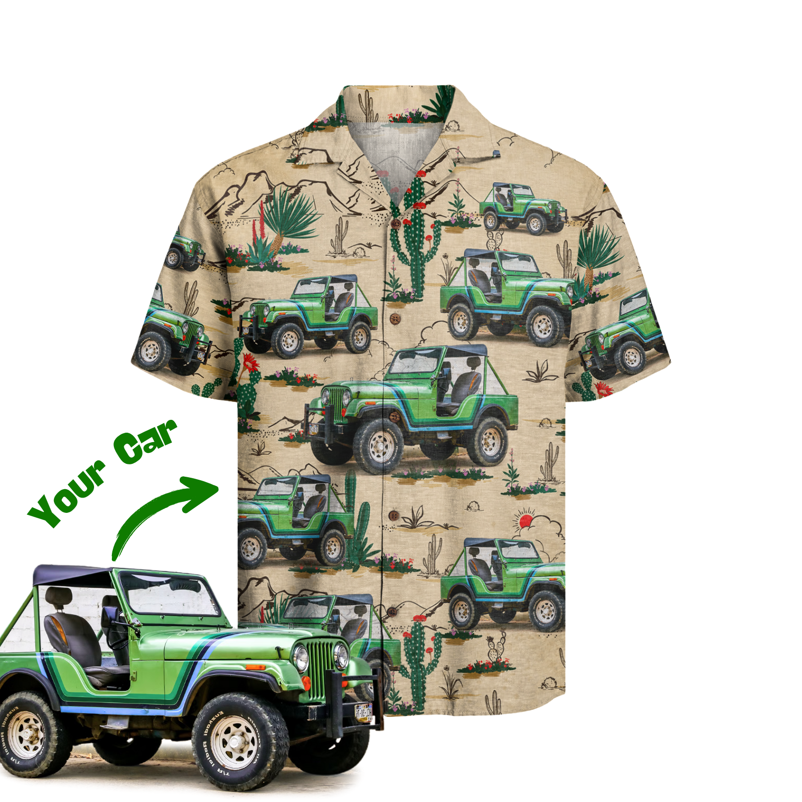 Personalized Hawaiian Shirt With Cars – Desert